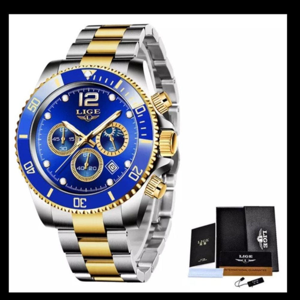 NEW LIGE Watches Mens Top Brand Luxury Clock Casual Stainless Steel Waterpoof